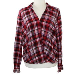 Gap Wrap Flannel Red Plaid Long Sleeve Shirt